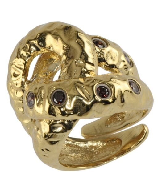 Anillo eslabones dorados fabricado en bronce