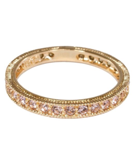 Anillo estrecho oro rosa de plata con cristales Swarovski