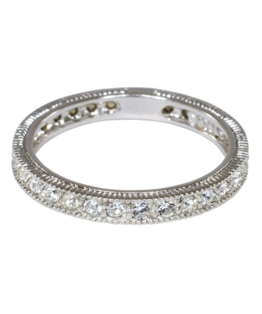 Anillo estrecho Swarovski Elements de plata con acabado rodinado