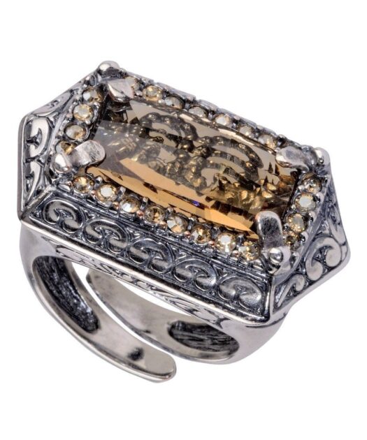 Anillo étnico cristal marrón de Swarovski en plata de ley