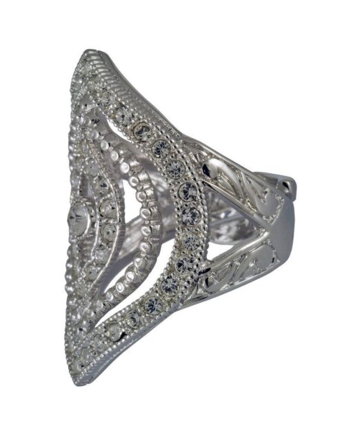 Anillo novia vintage de plata con cristales Swarovski y baño de rodio