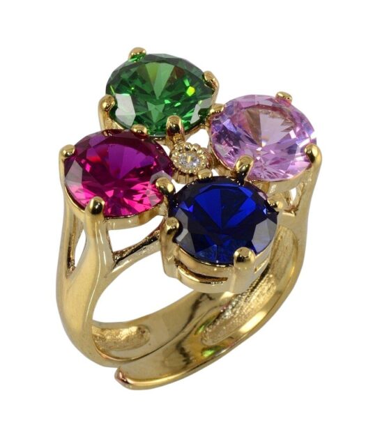 Anillo oro amarillo con circonitas de plata de primera ley
