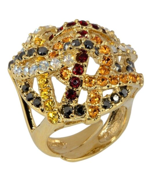 Anillo oro amarillo con nudos de plata con cristales Swarovski