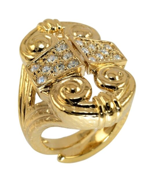 Anillo plata baño oro amarillo y cristales Swarovski blancos
