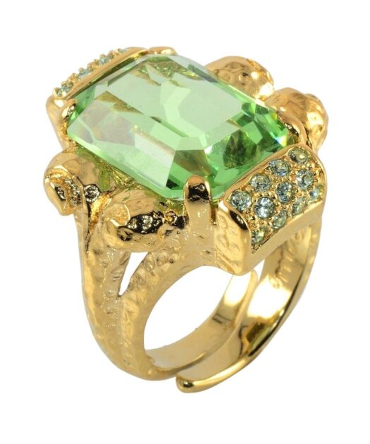 Anillo plata dorada cristal verde claro de la firma española Máximo Betro