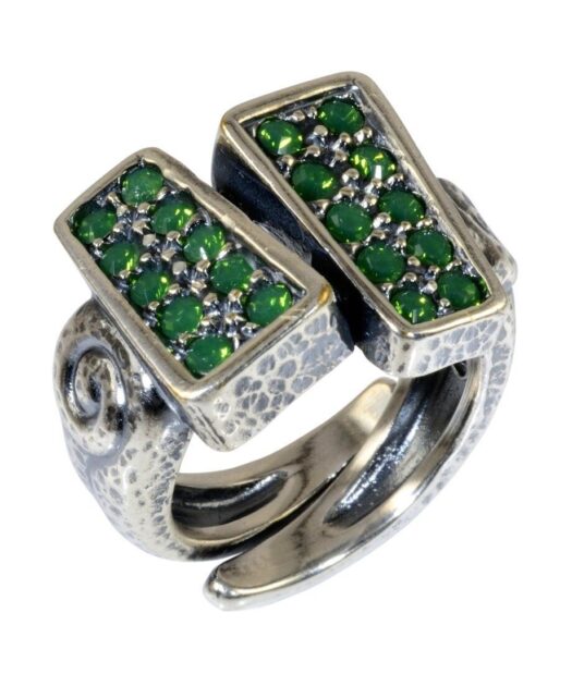 Anillo plata Swarovski Elements verdes y un baño de rodio
