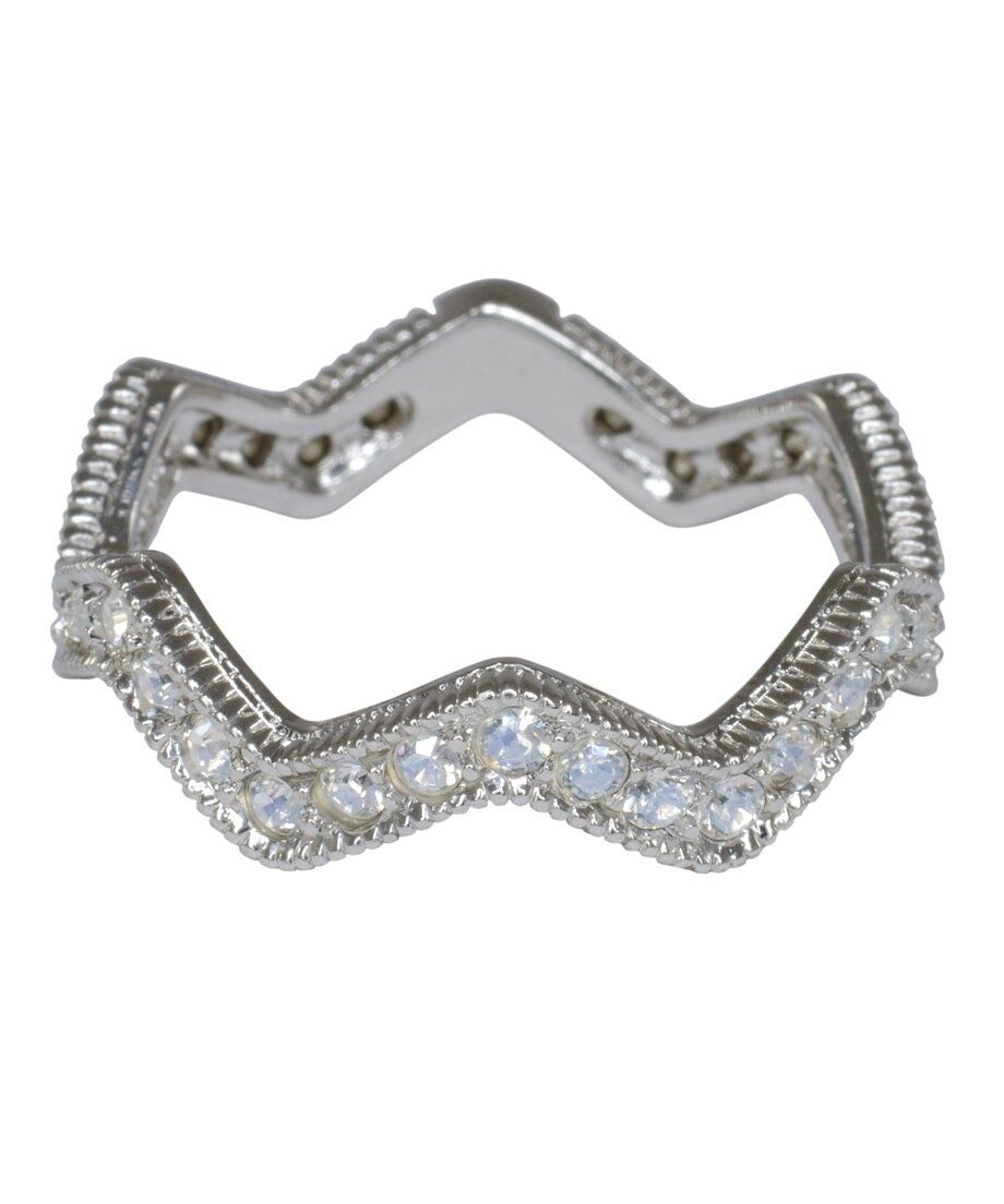 Anillo retorcido Swarovski Elements blancos de plata bañada en rodio Anillo retorcido Swarovski Elements blancos de plata bañada en rodio