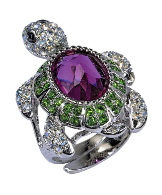 Anillo Tortuga de plata y cristales Swarovski