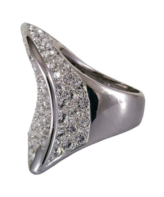 Anillo vintage plata rodinada con cristales Swarovski brillantes