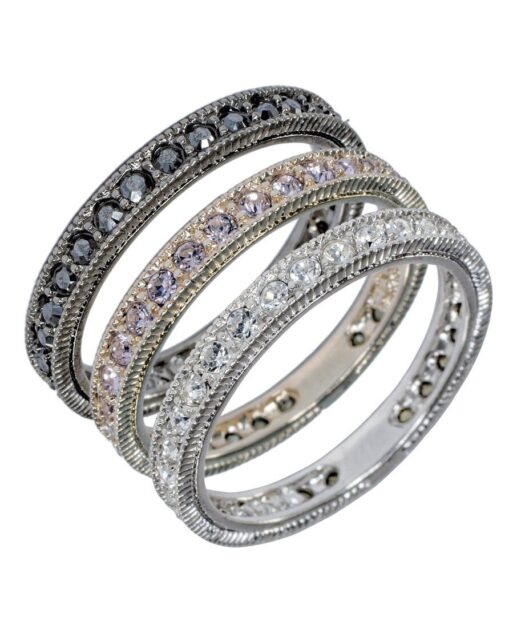Anillos estrechos estilo vintage de plata de ley con Swarovski Elements