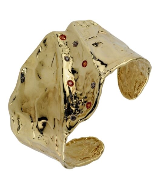 Brazalete ancho de bronce con un baño de oro amarillo
