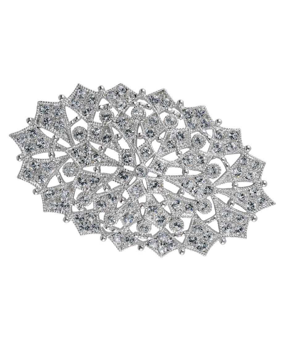 Broche copo de nieve brillante de plata de ley rodinada con Swarovski Elements blancos Broche copo de nieve brillante de plata de ley rodinada con Swarovski Elements blancos