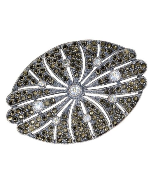 Broche estilo vintage de plata de ley con cristales Swarovski