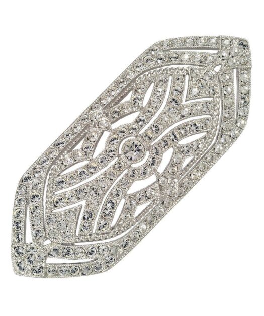 Broche novia con Swarovski Elements de plata de ley bañada en rodio