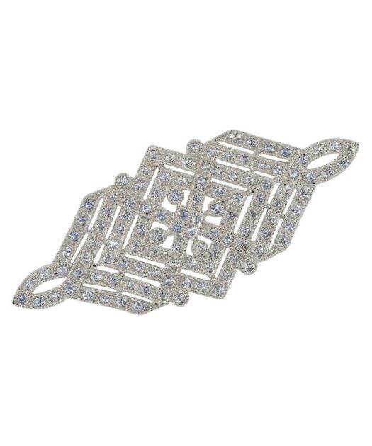 Broche novia formas geométricas de plata rodinada con Swarovski Elements