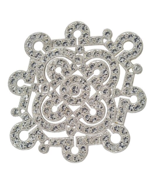 Broche novia mantra de plata bañada en rodio con cristal Swarovski