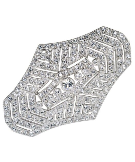 Broche Swarovski Elements para novia de plata de ley rodinada