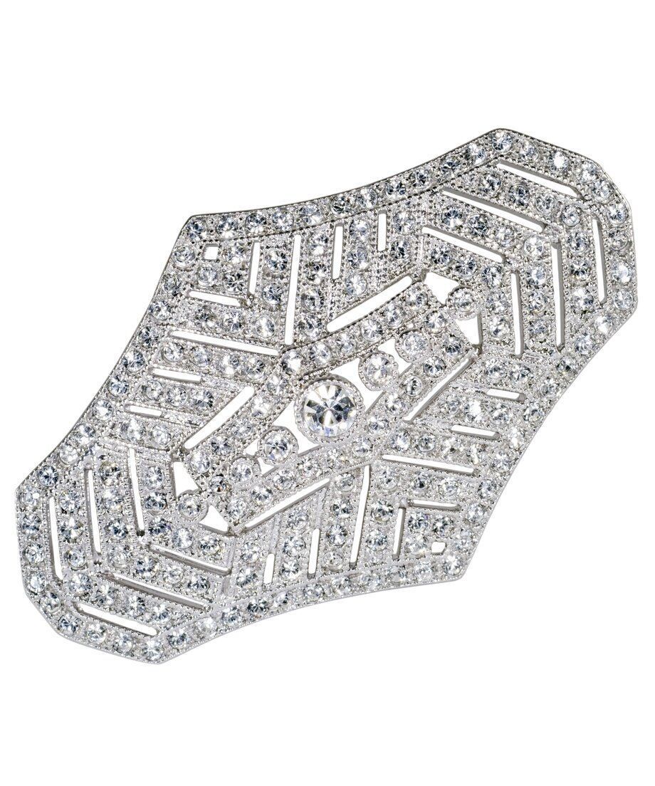 Broche Swarovski Elements para novia de plata de ley rodinada Broche Swarovski Elements para novia de plata de ley rodinada