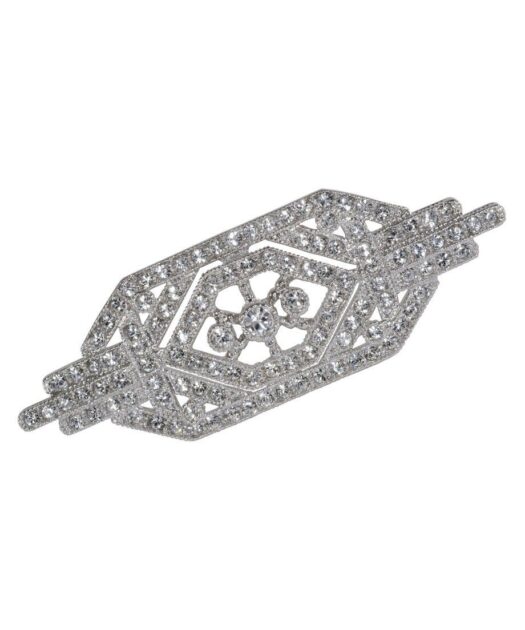Broche vintage de plata con cristal Swarovski y baño de rodio