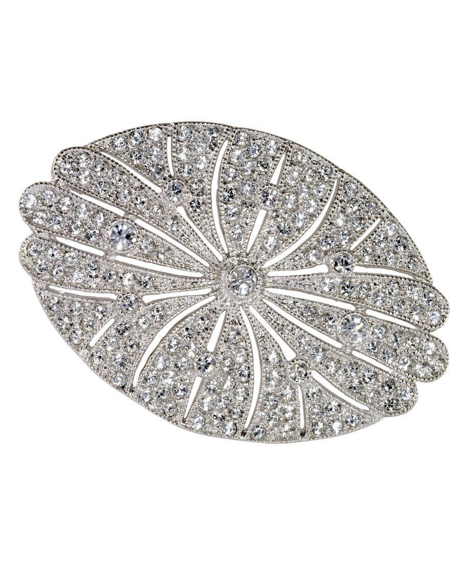 Broche vintage novia con cristales Swarovski brillantes en plata rodinada Broche vintage novia con cristales Swarovski brillantes en plata rodinada