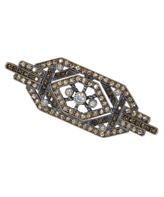 Broche vintage oro envejecido de plata con cristales Swarovski