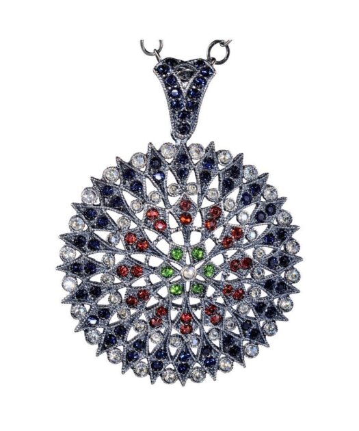 Colgante circulo de plata y Swarovski Elements con cadena a juego