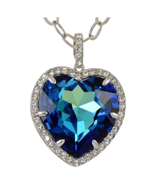Colgante corazón cristal Swarovski azul de plata de ley rodinada
