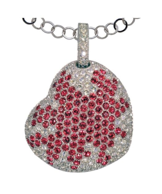 Colgante corazón rojo de cristales Swarovski en plata rodinada
