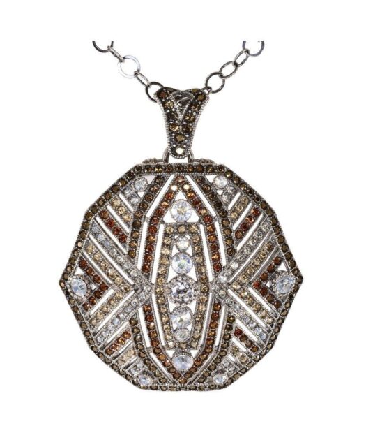 Colgante de plata estilo vintage con cristales Swarovski y cadena a juego