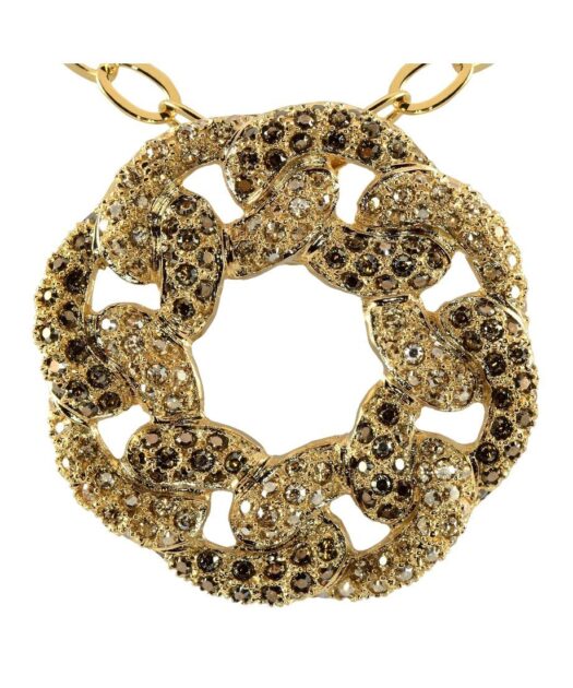 Colgante eslabones de plata bañada en oro amarillo con cristales Swarovski
