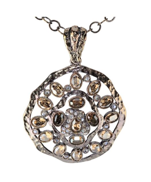 Colgante étnico oro vintage de plata con cristales Swarovski
