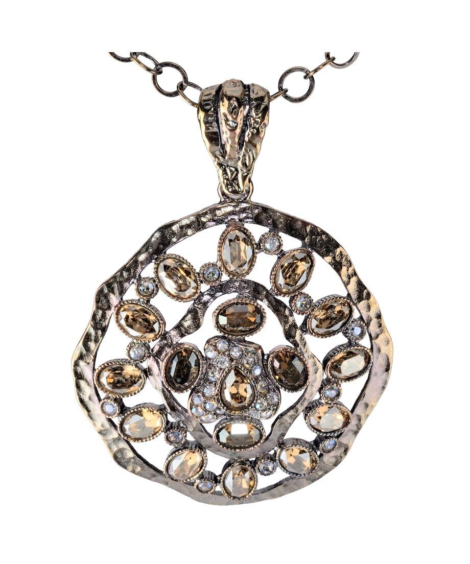 Colgante étnico oro vintage de plata con cristales Swarovski