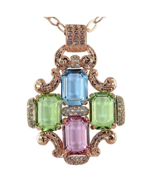 Colgante plata rosa Swarovski Elements verdes, azules y malvas