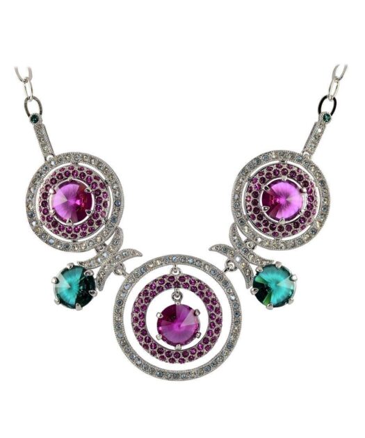Collar círculo plata con cristales Swarovski de colores