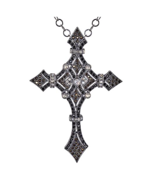 Cruz de plata estilo vintage con cristales Swarovski