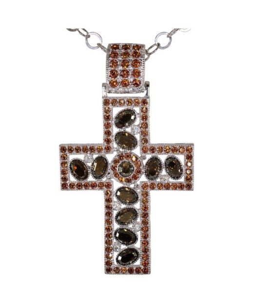 Cruz Swarovski Elements de plata bañada en rodio con cadena a juego