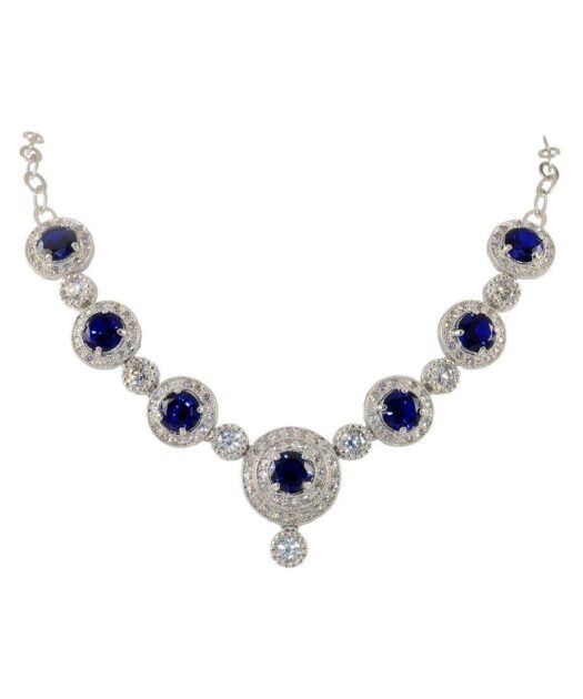 Gargantilla con circonitas azules de plata de ley rodinada