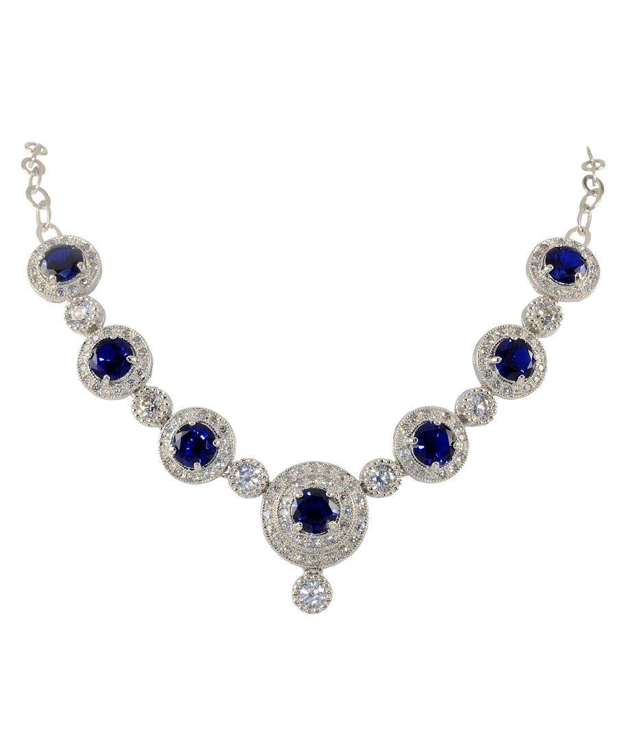 Gargantilla con circonitas azules de plata de ley rodinada
