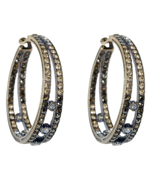 Pendiente de aro oro vintage de plata de ley con Swarovski Elements
