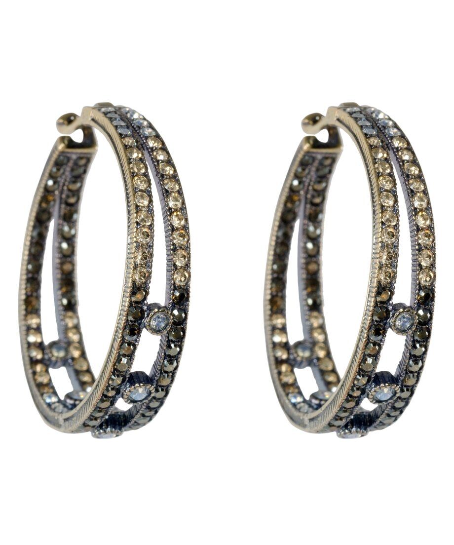 Pendiente de aro oro vintage de plata de ley con Swarovski Elements Pendiente de aro oro vintage de plata de ley con Swarovski Elements