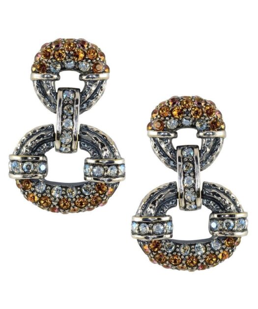 Pendientes aro articulados cristales Swarovski de plata de primera ley