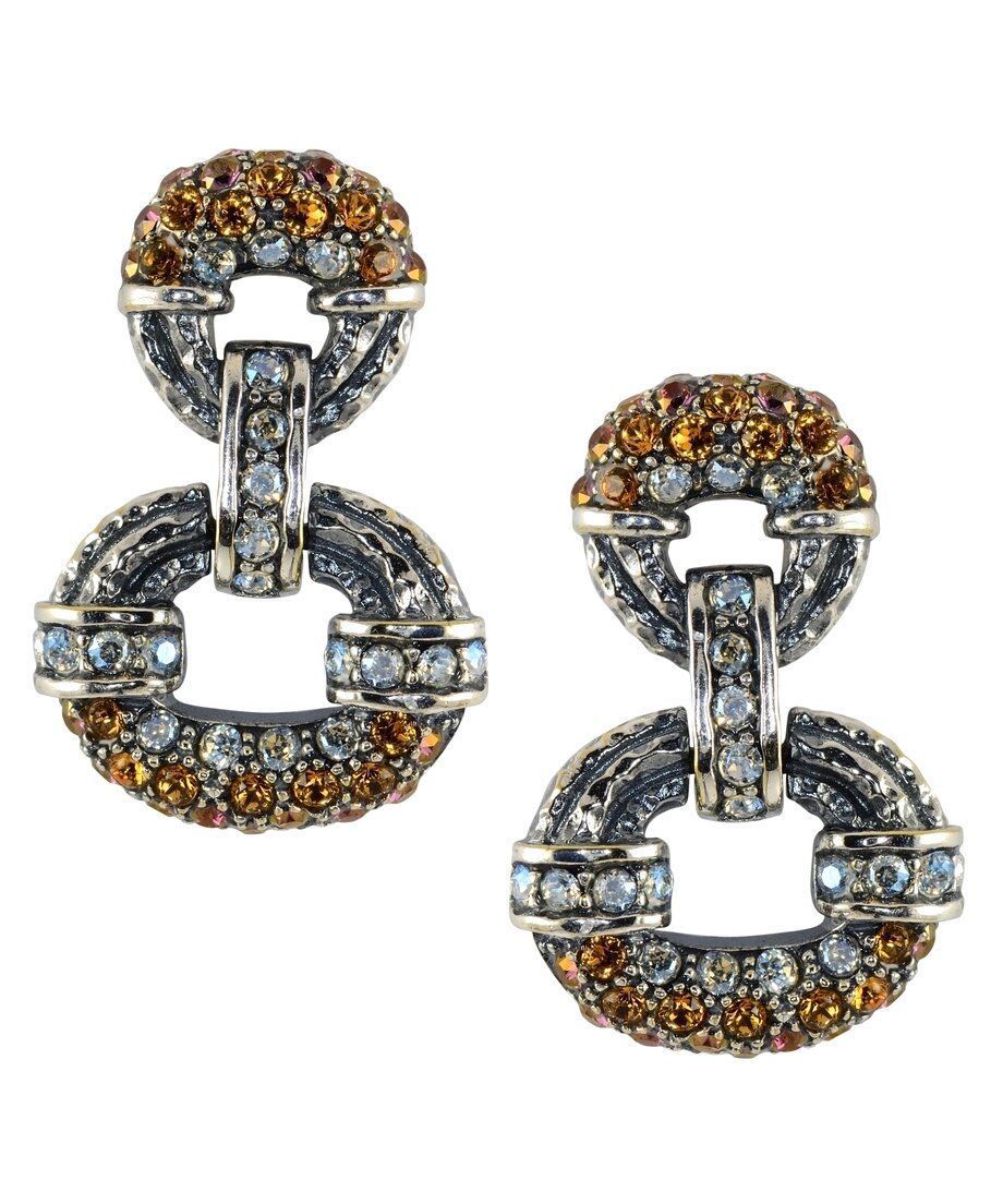 Pendientes aro articulados cristales Swarovski de plata de primera ley