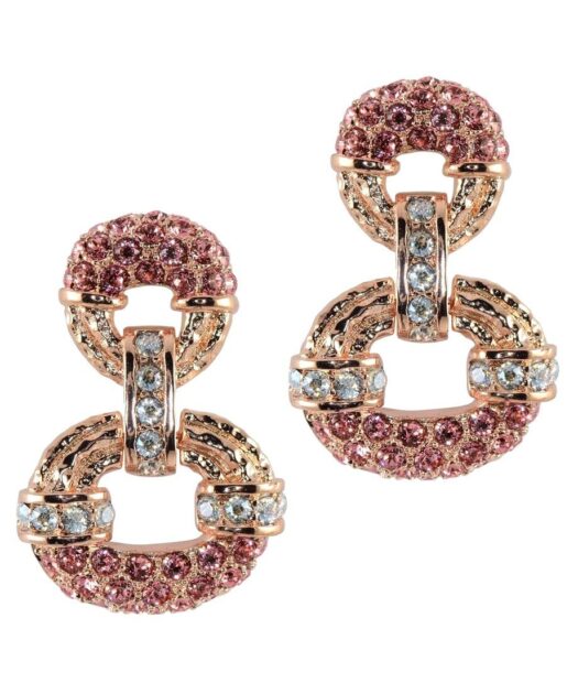Pendientes aro articulados plata oro rosa con Swarovski Elements