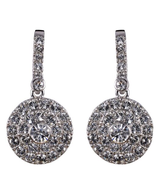 Pendientes articulados con círculos de plata cuajados de cristales Swarovski