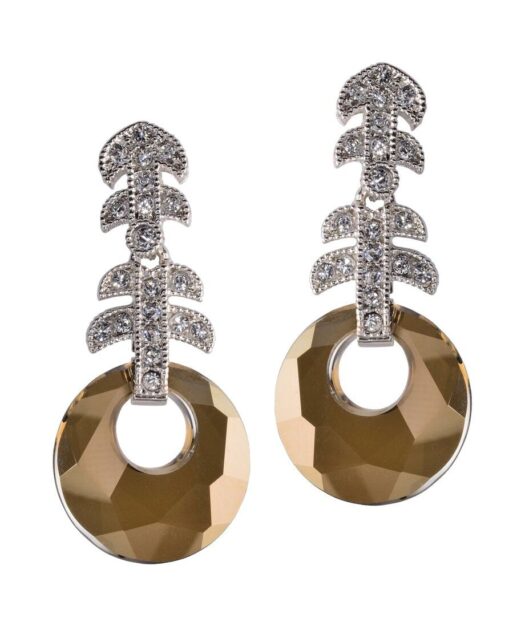 Pendientes articulados con discos Swarovski de plata de ley rodinada
