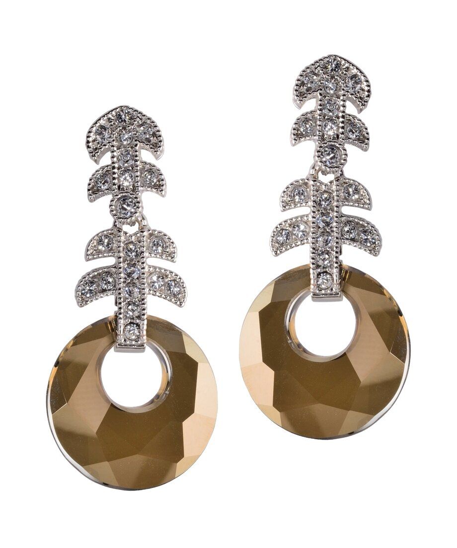Pendientes articulados con discos Swarovski de plata de ley rodinada Pendientes articulados con discos Swarovski de plata de ley rodinada