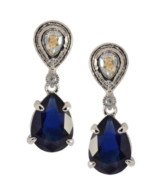 Pendientes azul marino plata con cierre de presión y Swarovski Elements