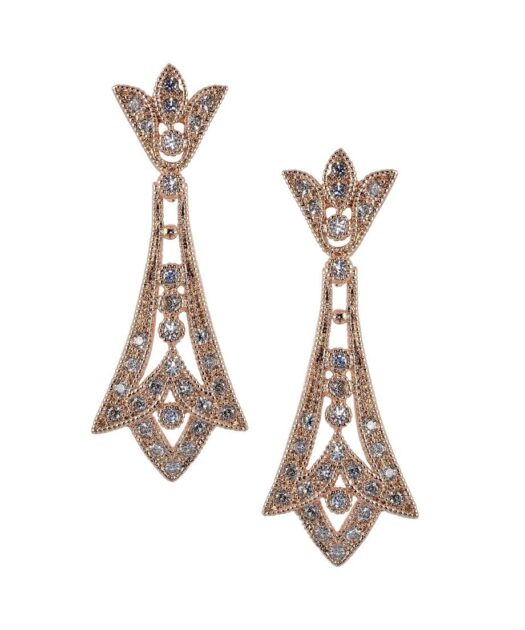 Pendientes boda oro rosa en plata de ley con cristales Swarovski brillantes