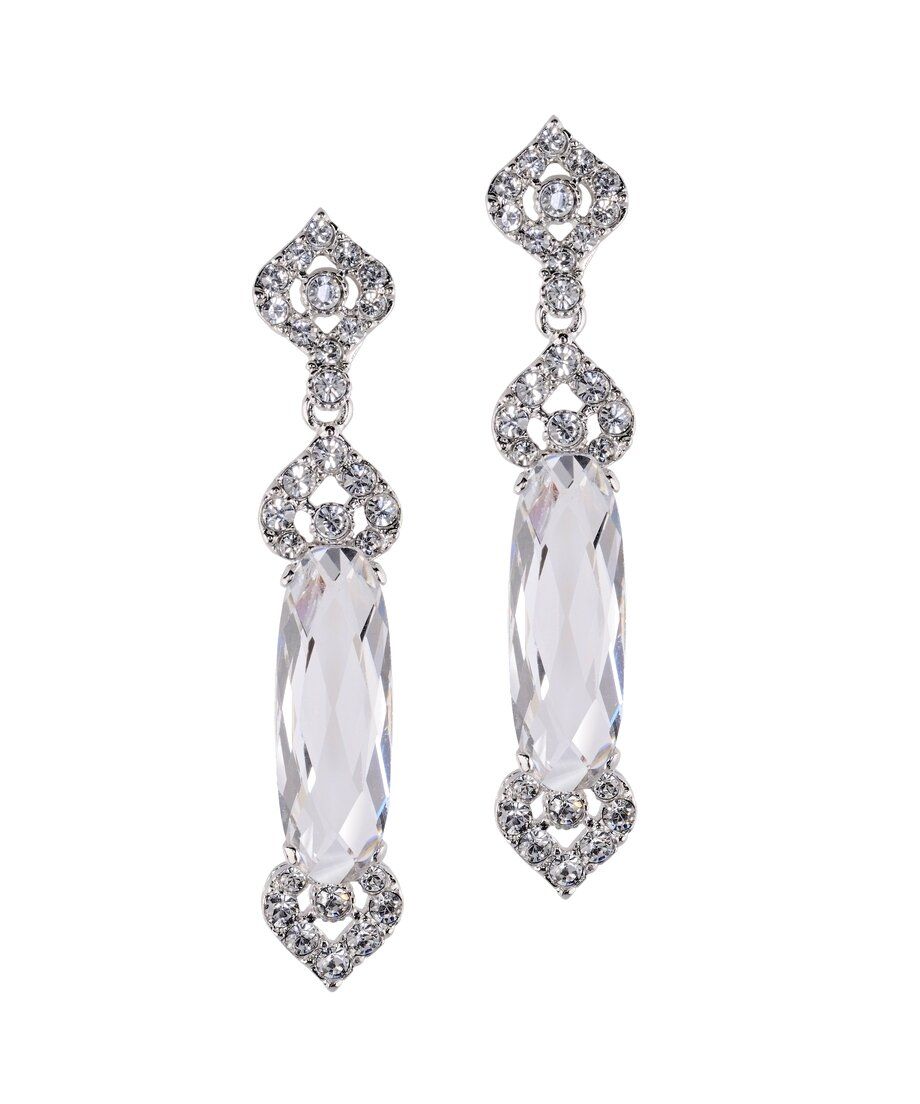 Pendientes brillantes alargados de plata rodinada con cristales Swarovski Pendientes brillantes alargados de plata rodinada con cristales Swarovski