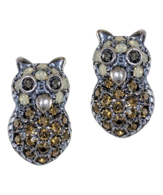 Pendientes Buho de plata y cristales de Swarovski